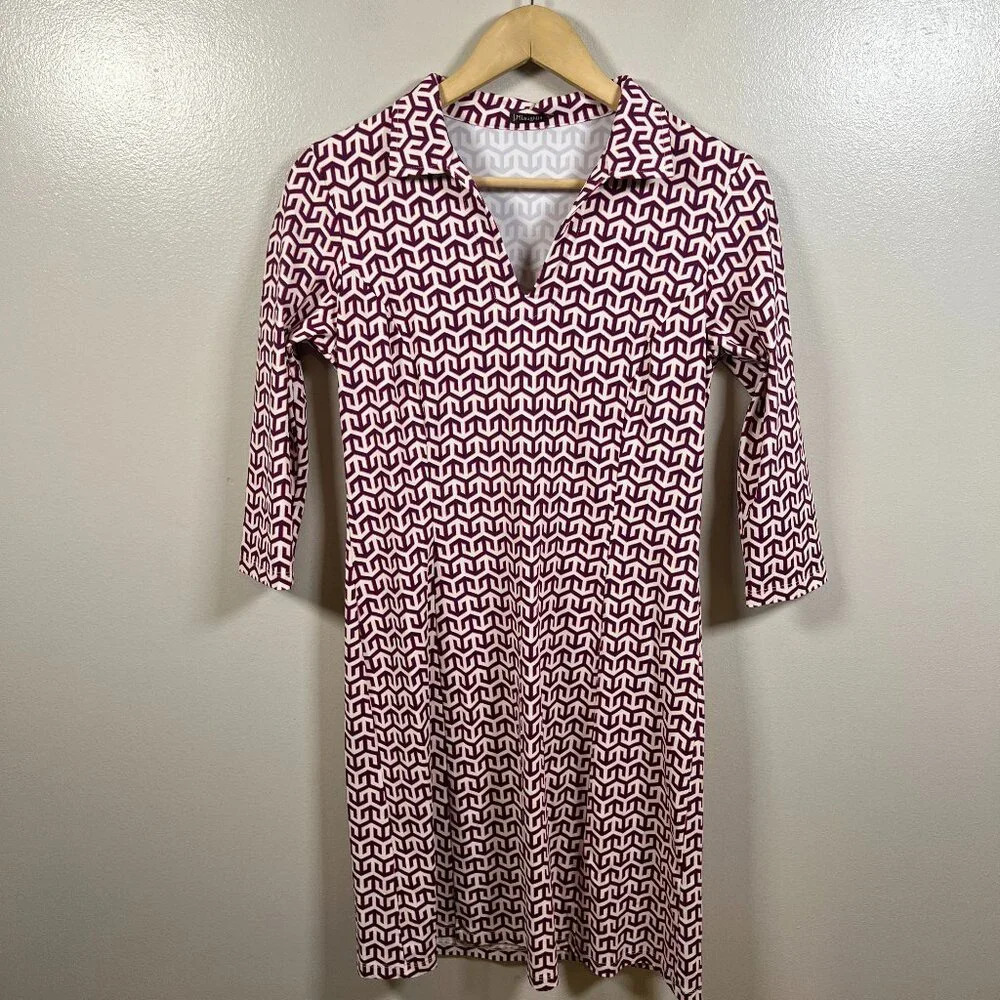 J. Mclaughlin Cady Dress Size Size Small Geometric Catalina Cloth Purple Red